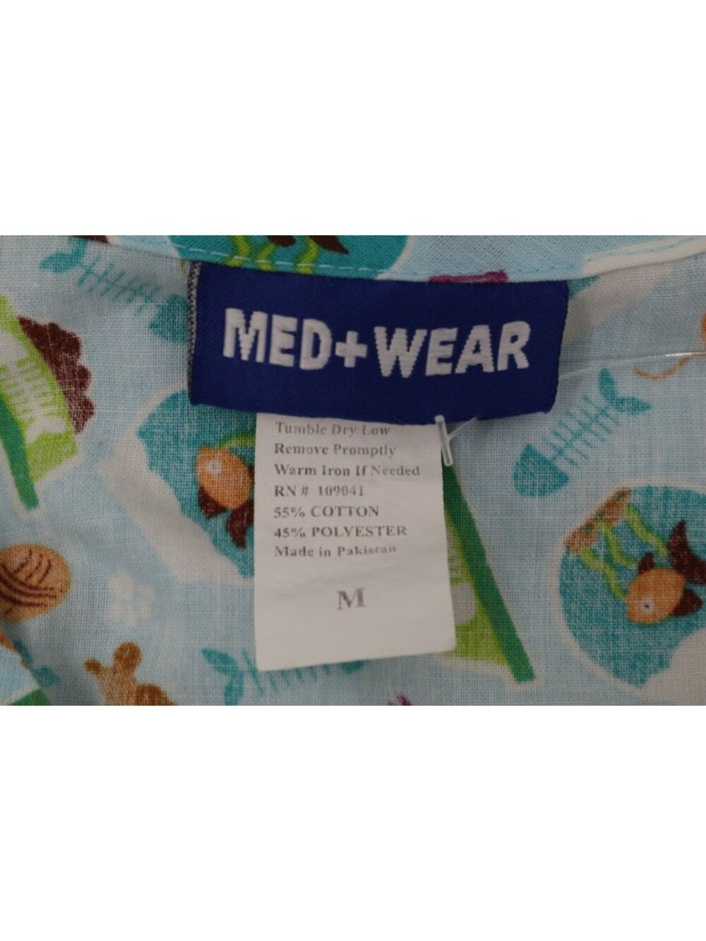 Y2K Scrub Top Womens M Blue Cat Whimsical Meow Novelty Cartoon Medical Vet VTG - Picture 9 of 9
